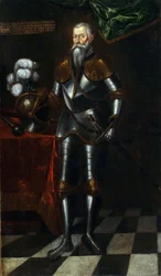Juri Radziwiłł, der litauische Herkules. Unbekannter Künstler, 1. Hälfte des 17. Jahrhunderts. Leinwand, Öl, 210×122 cm. Nationales Kunstmuseum der Republik Belarus. Belarussisch (Taraschkewiza)